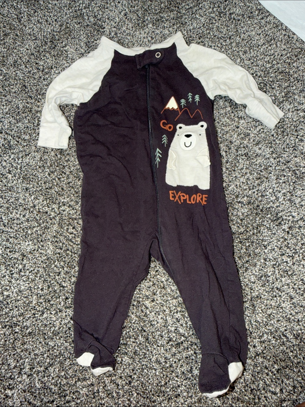 Gerber Brown & Cream Bear 'Go Explore' Footed One-Piece